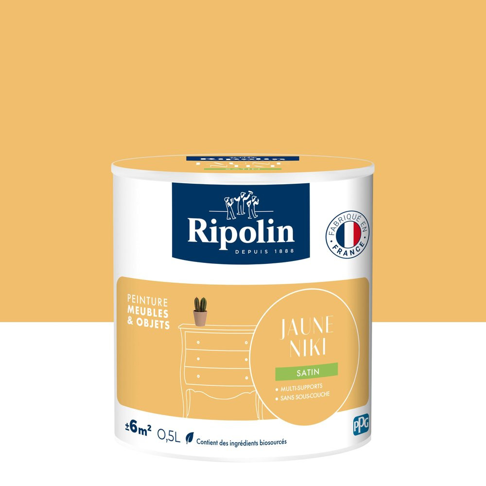 Peinture meuble et objet, RIPOLIN, jaune niki 0.5l