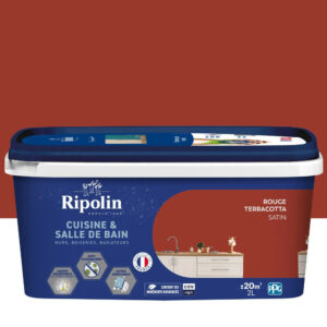 Peinture mur, RIPOLIN cuisine et bain, 2 litres, rouge terracotta satin