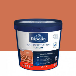 Revêtement d'étanchéité toiture, RIPOLIN Anti-infiltration terre cuite 4 L