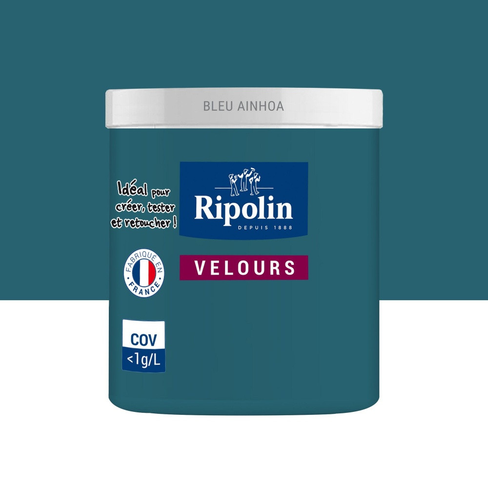 Testeur peinture bleu ainhoa velours Interieur RIPOLIN 75 ml