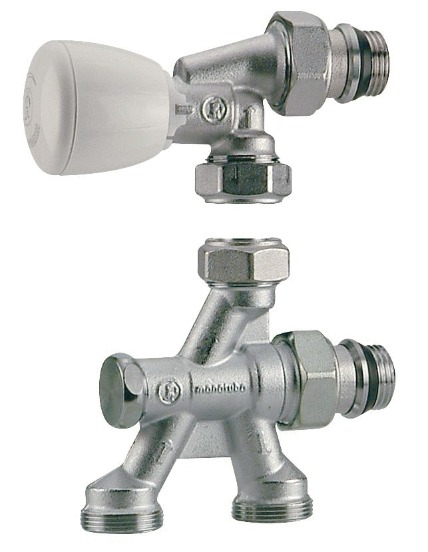 Robinet de radiateur monotube droit 1/2 D16 à 4 voies GIACOMINI R436X062
