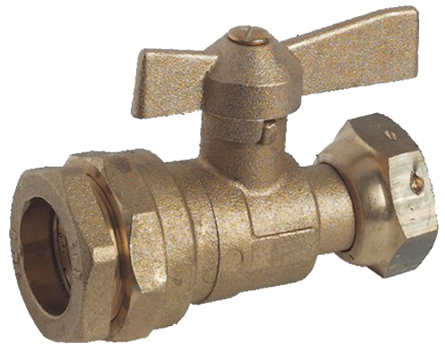 Robinet droit pour compteur d'eau écrou PE D 25 mm F 3/4 GARIS 69-25-20