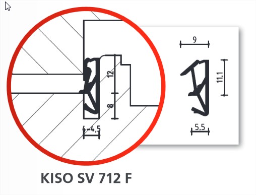 Rouleau de joint sur ouvrant longueur 180 m noir KISO SV712F-NR