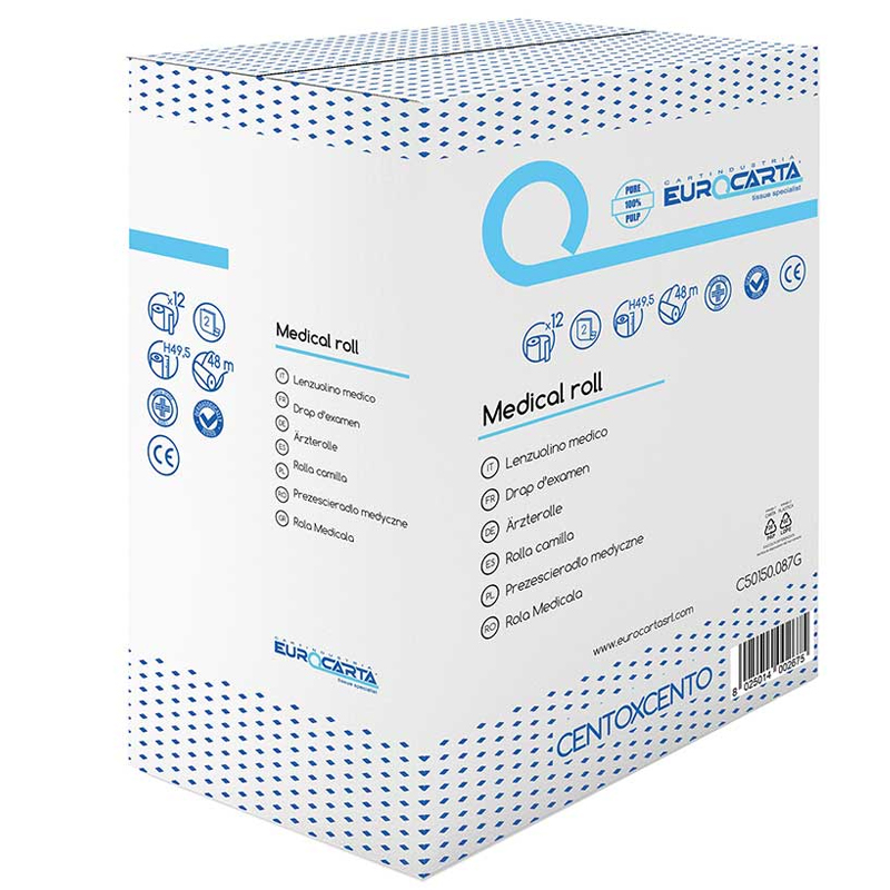 Rouleaux médicaux pure ouate gaufré blanc 49,5 cm x 48 m colis de 12 C501/50.087G