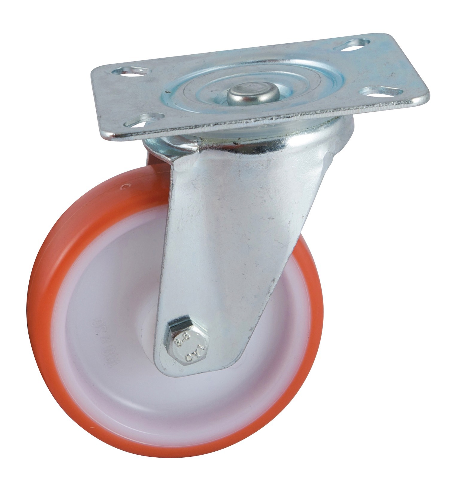 Roulette D200 mm polyuréthane rouge platine pivotante AVL 504836O