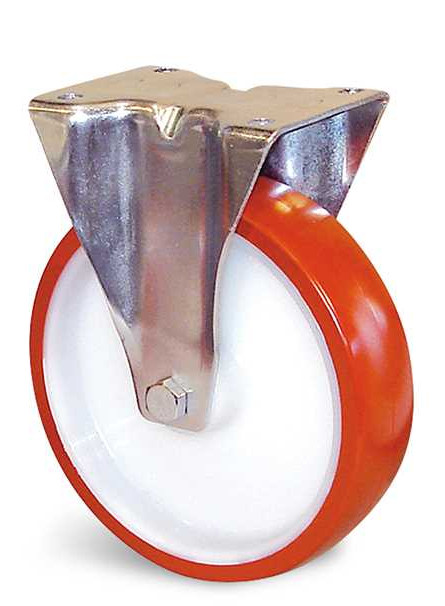 Roulette polyuréthane corps polyamide rouge à platine fixe D 125 mm GUITEL HERVIEU EF4BA125-28R