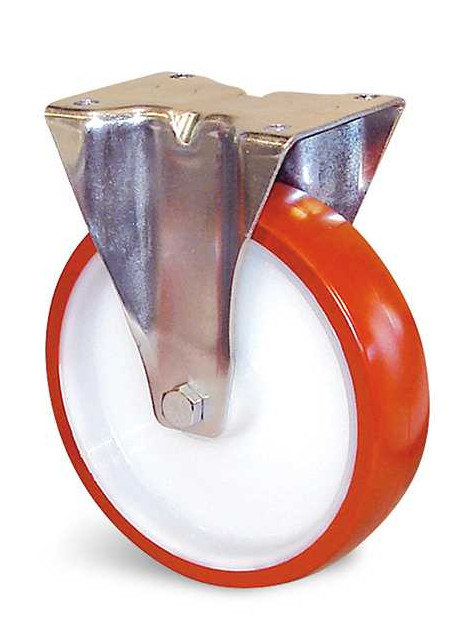 Roulette polyuréthane rouge à platine fixe D 150 mm GUITEL HERVIEU EF5BA150-28L