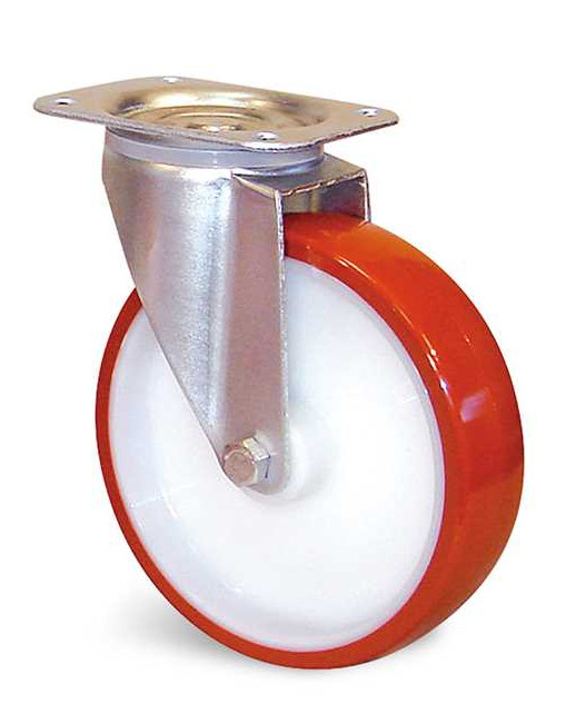 Roulette polyuréthane rouge à platine pivotante D 150 mm GUITEL HERVIEU EP5BA150-28L