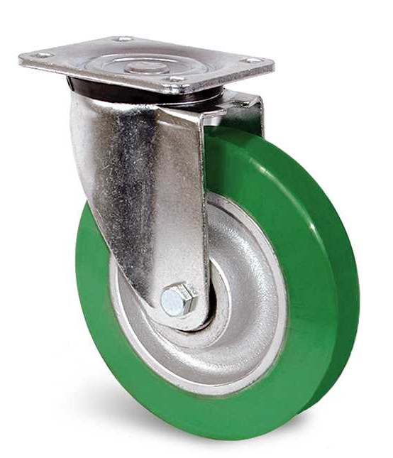 Roulette polyuréthane vert à platine pivotante 160 mm 550 kg GUITEL HERVIEU UP5RA160-242B