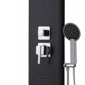 Colonne de douche hydromassante avec robinetterie, noir, Houka