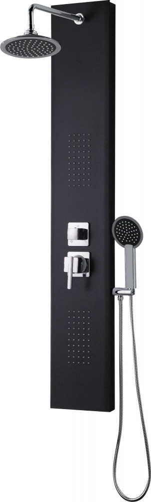 Colonne de douche hydromassante avec robinetterie, noir, Houka
