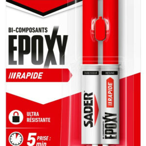 Colle de reparation epoxy bi-composant sader rapide seringue 25ml