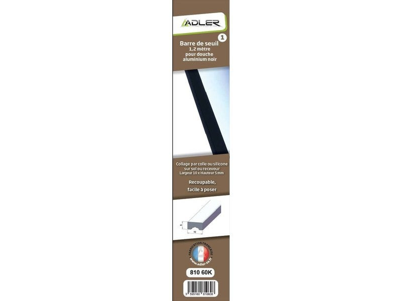 Barre de seuil pour porte de douche noir mat 120 cm