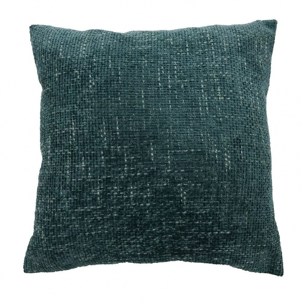 Coussin Chenille, bleu émeraude l.45 x H.45 cm