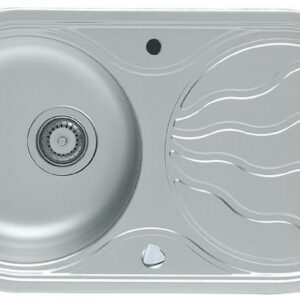 Evier à encastrer 1 bac avec égouttoir, inox, gris / argent SUN