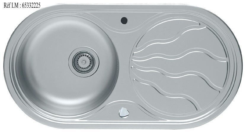 Evier à encastrer 1 bac avec égouttoir, inox, gris / argent SUN