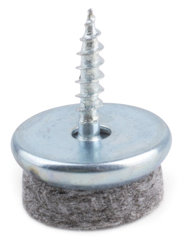 Glissière pour pied de meuble a vis a bois avec feutre O 18mm gris