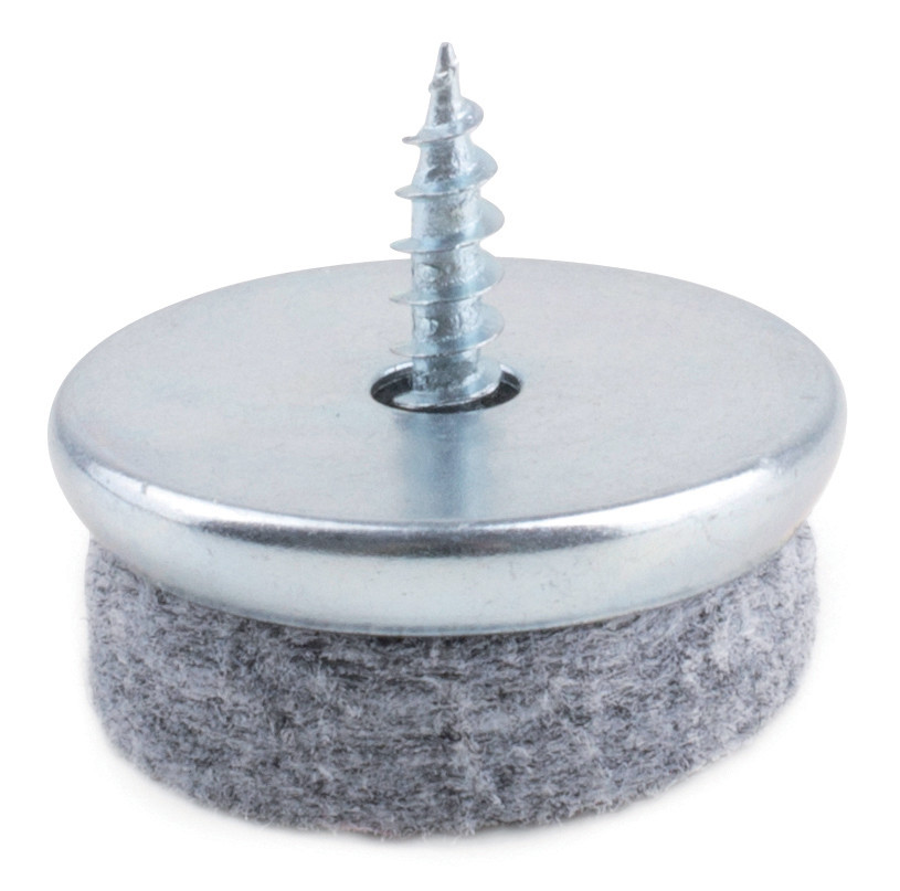 Glissière pour pied de meuble a vis avec feutre O 24mm gris
