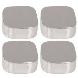 Jeu de 4 fixations miroirs coins ronds chromés