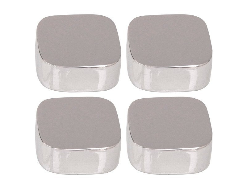 Jeu de 4 fixations miroirs coins ronds chromés