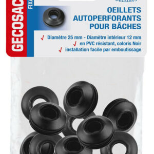 Lot de 10 oeillets autoperforants pour bâches, auto-bloquant.