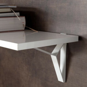 Lot de 2 équerres de fixation murale aluminium mat blanc, P.16 cm
