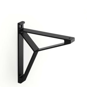Lot de 2 équerres de fixation murale aluminium mat noir, P.16 cm