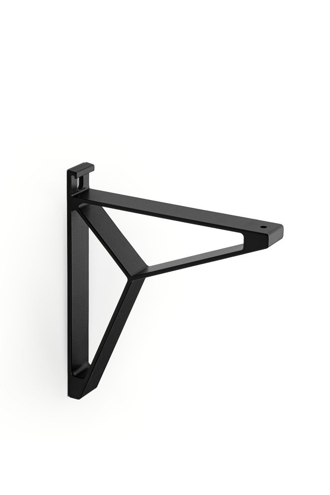 Lot de 2 équerres de fixation murale aluminium mat noir, P.16 cm