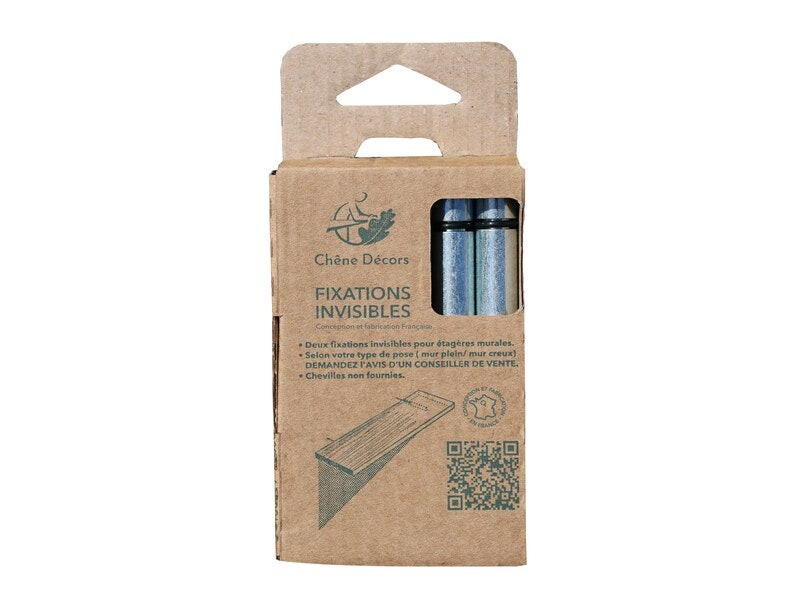 Lot de 2 fixations invisibles acier h.12 x p.23.5 cm