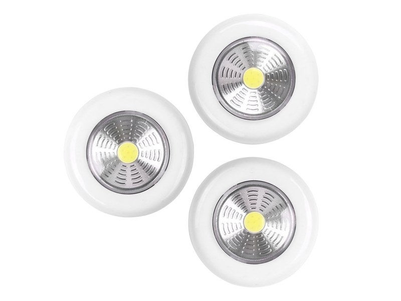 Lot de 3 éclairages bouton poussoir led à pile 3AAA blanc neutre