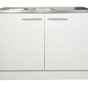 Meuble de cuisine sous évier 2 portes blanc h.86cm l.120cm p.60cm