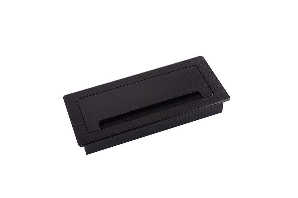 Passe-câble amorti ALU 200x90x25mm noir mat brossé