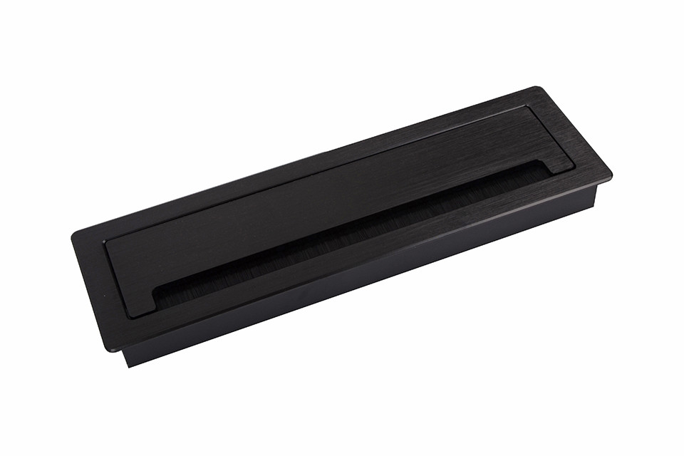 Passe-câble avec amorti ALU 300x90x28mm noir mat brossé