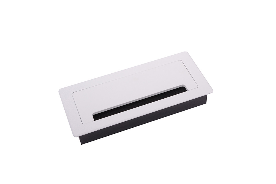 Passe-câble avec amortisseur ALU 200x90x28mm blanc mat