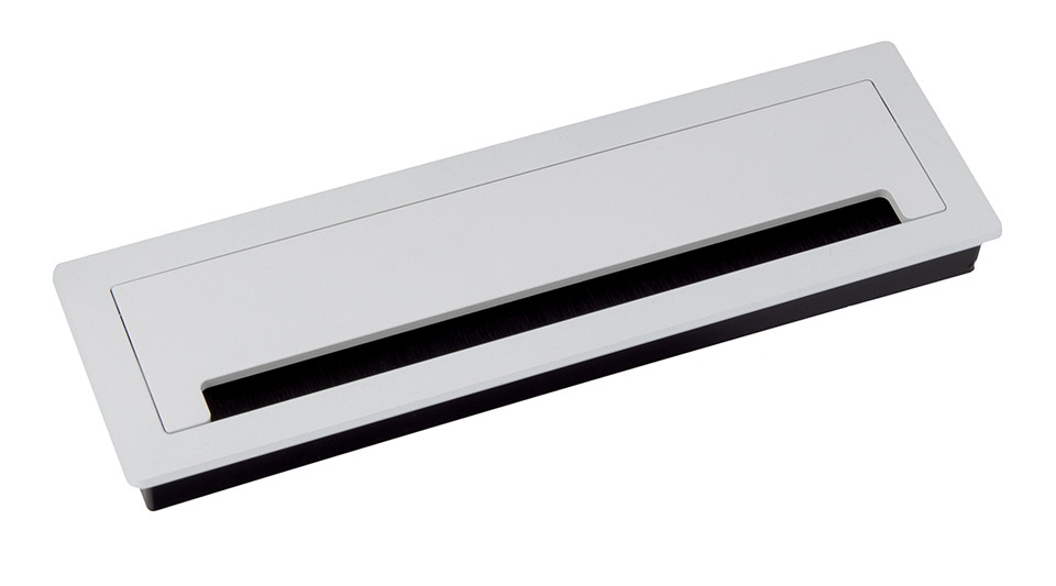 Passe-câble avec amortisseur ALU 300x90x28mm blanc mat