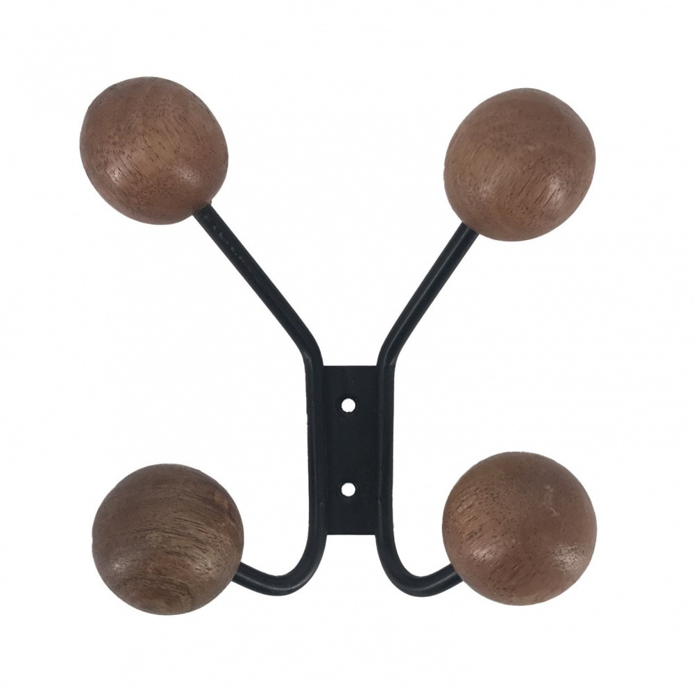 Patère à visser, 4 têtes, marron, Orion