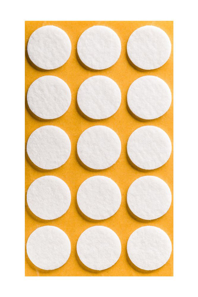Patin pour pied de meuble feutre 28/3mm blanc feuilles (15 pcs)