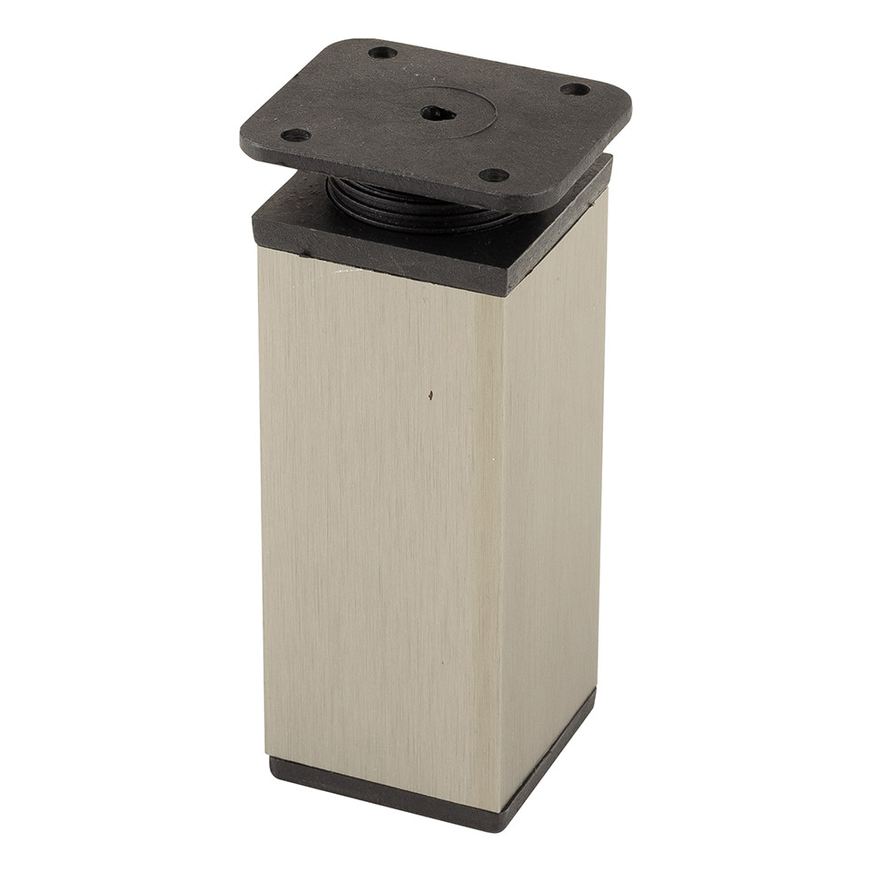 Pied de meuble FA009 100 mm réglable imitation inox/noir plastique