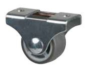 Roulette de meuble 25mm fixe, bande de roulement souple grise