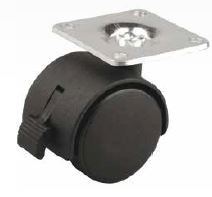 Roulette de meuble 30mm plaquette frein noir