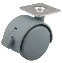 Roulette de meuble 40mm gris plaquette frein