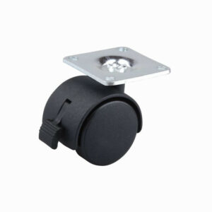 Roulette de meuble 40mm plaquette frein noir