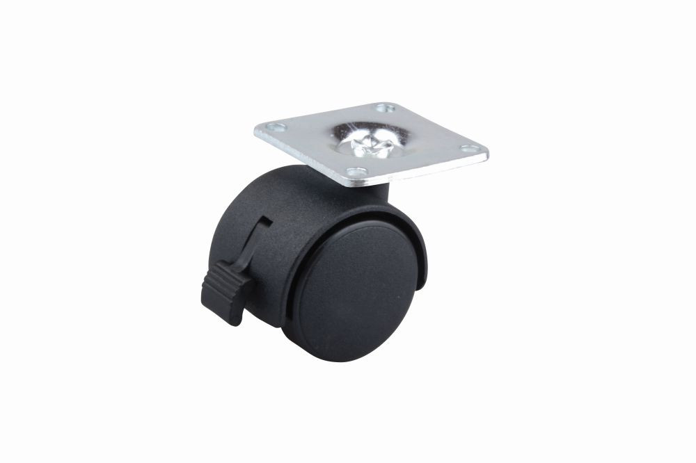 Roulette de meuble 40mm plaquette frein noir
