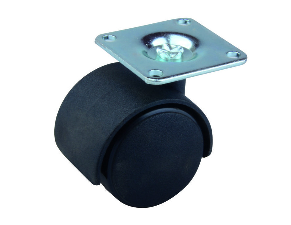 Roulette de meuble 40mm plaquette noire
