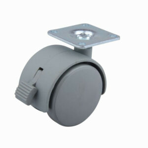 Roulette de meuble 50mm plaquette frein gris