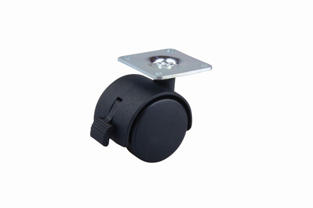 Roulette de meuble 50mm plaquette frein noir