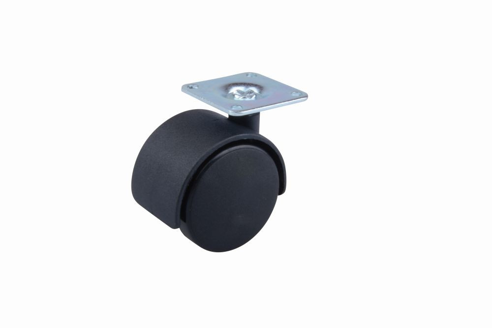 Roulette de meuble 50mm plaquette noire
