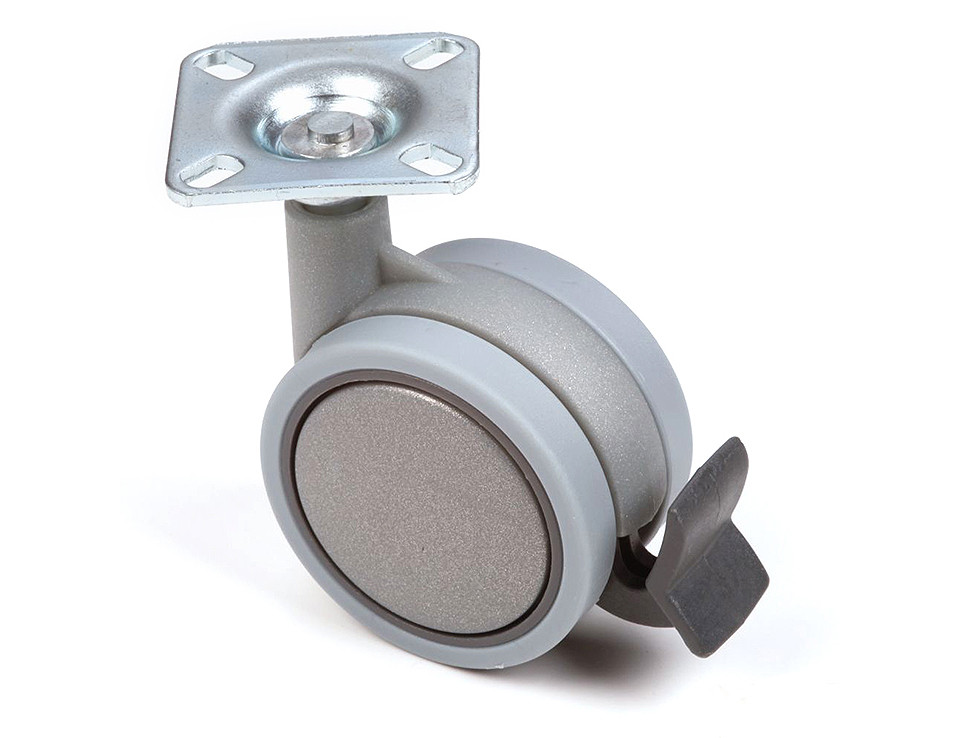 Roulette de meuble 60mm avec bandage souple et frein