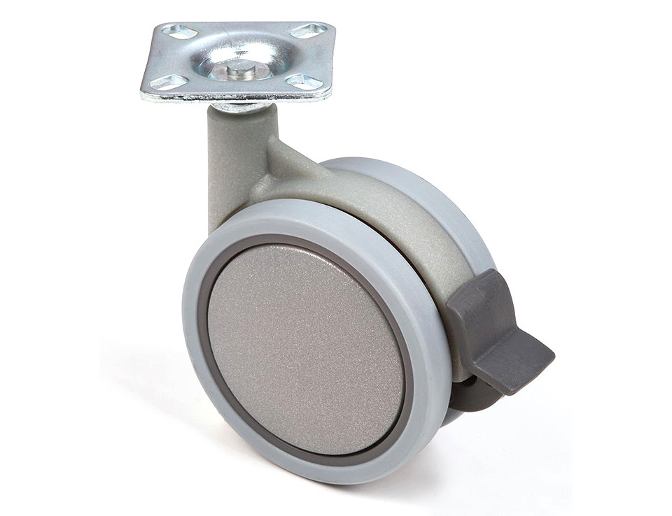 Roulette de meuble 75mm avec bande souple et frein