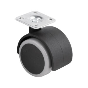 Roulette de meuble avec bandage souple diametre 50mm avec plaque gris